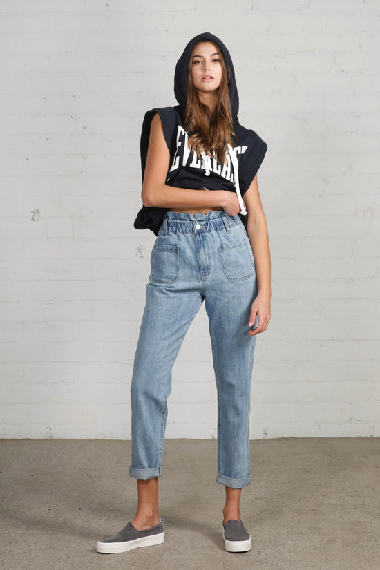Janey High Waist Elastic Banded Slouch Jeans