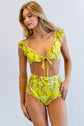 Yellow Floral Print Swim Set