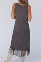 Charcoal Tassel Sleeveless Midi Dress