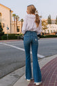 High Rise Distressed Raw Hem Flare Jeans