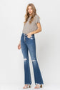 High Rise Distressed Raw Hem Flare Jeans