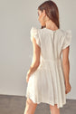 Off White V-Neck Ruffle Detail Romper-Dress