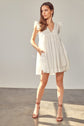 Off White V-Neck Ruffle Detail Romper-Dress