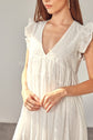 Off White V-Neck Ruffle Detail Romper-Dress