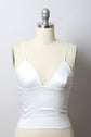 Women  Wearing white Satin-Spaghetti -Top- Bralette. Variety of colors. 