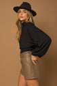 Black Mock Neck Bottom Fitted Top