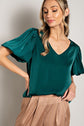 Puff Sleeve V-Neck Blouse