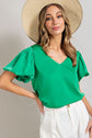 Puff Sleeve V-Neck Blouse