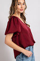 Puff Sleeve V-Neck Blouse