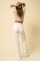 Ecru High Rise Wide Leg Jeans