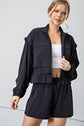 Woven Cropped Crinkle Jacket