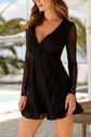 Soft Lace Surplice Black Mini Dress