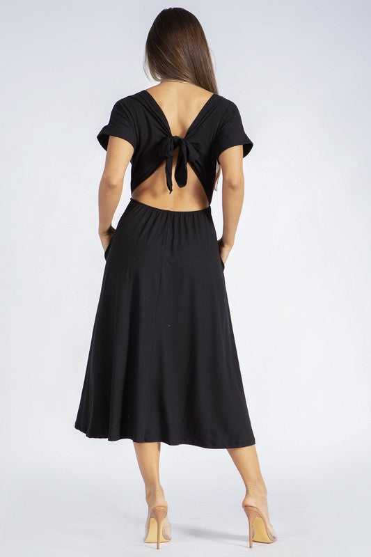 Black Backless Knot Straps Dress