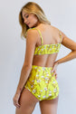 Yellow Floral Print Swim Set