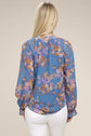 Lively Floral Teal Blue Chiffon Blouse