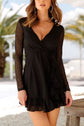 Soft Lace Surplice Black Mini Dress