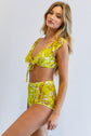 Yellow Floral Print Swim Set