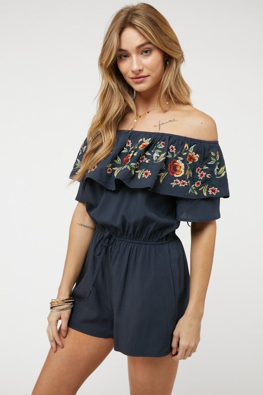 Floral Embroidered Romper