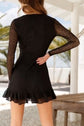 Soft Lace Surplice Black Mini Dress