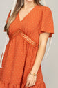 Trendy V Neck Dress With Lace Trim