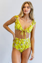 Yellow Floral Print Swim Set