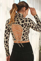 Mock Neck Lace-Up Open Back Top