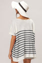 BiBi V Neck Striped Short Sleeve Top