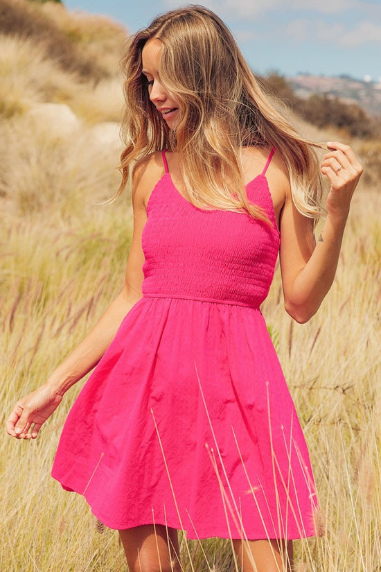 Pink Bibi Smocked Mini Cami Dress