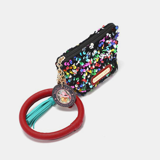 Nicole Lee Sequin Pouch Wristlet Keychain