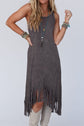 Charcoal Tassel Sleeveless Midi Dress