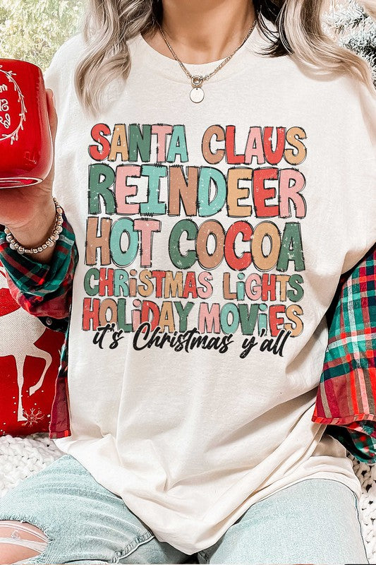 Santa, Reindeers, and Cocoa Graphic Tee