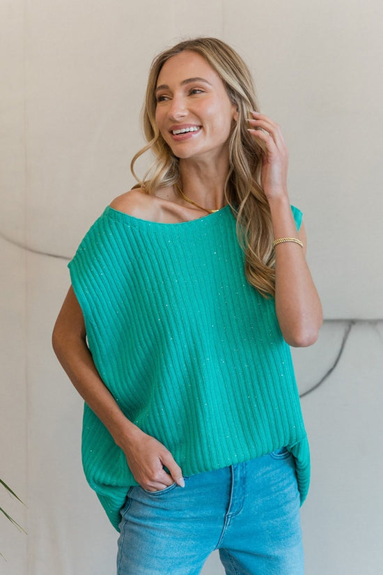 Mint Ribbed Round Neck Sweater Vest