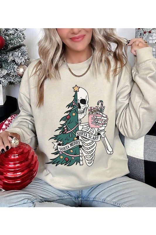 Sorta Merry & Sorta Scary Christmas Graphic Sweatshirt