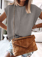  Womens charcoal Sweater Vest Knit Cap Sleeve Pullover Casual Crew Neck Sweater Tank Tops 