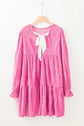 Pink Flounce Sleeve Mini Dress