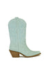 turquoise Embroidered Casual Western Boots