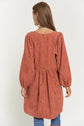 Henley Style Corduroy Mini Dress