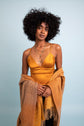 Women  Wearing mustard Satin-Spaghetti -Top- Bralette. Variety of colors. 