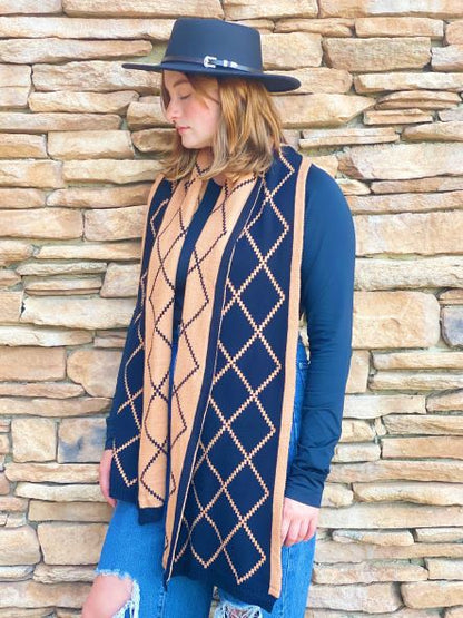 Navy - Gold Paris Class Knit Scarf