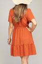 Trendy V Neck Dress With Lace Trim