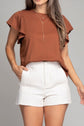 women Brown Ruffle Sleeve Top