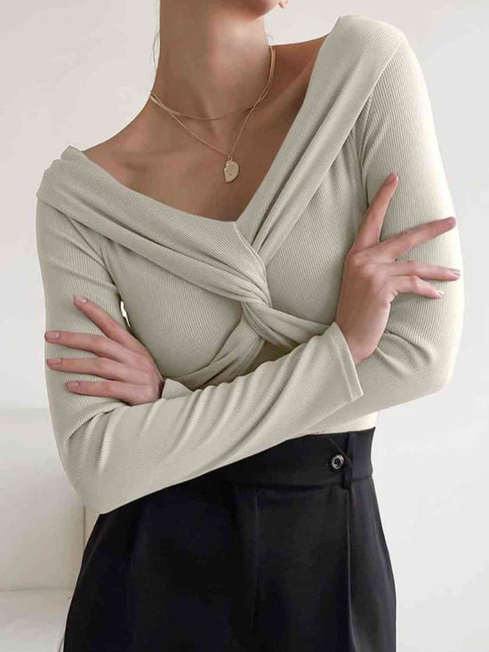 womens Twisted Long Sleeve Knit Top