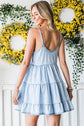 Statement Tiered Spaghetti Strap Denim Dress