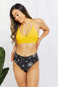 Yellow Crisscross Bikini and Printed Swim Bottoms Set