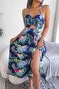 Botanical Backless Cutout Slit Dress