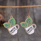 Coffee & Plants Wooden Dangle Earrings