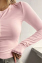 Sexy Basic Half Button Long Sleeve T-Shirt