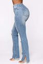 Body Curve Distressed Slit Jeans