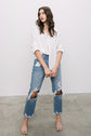 High Rise Tattered Straight Jeans