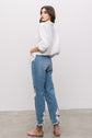 High Rise Tattered Straight Jeans